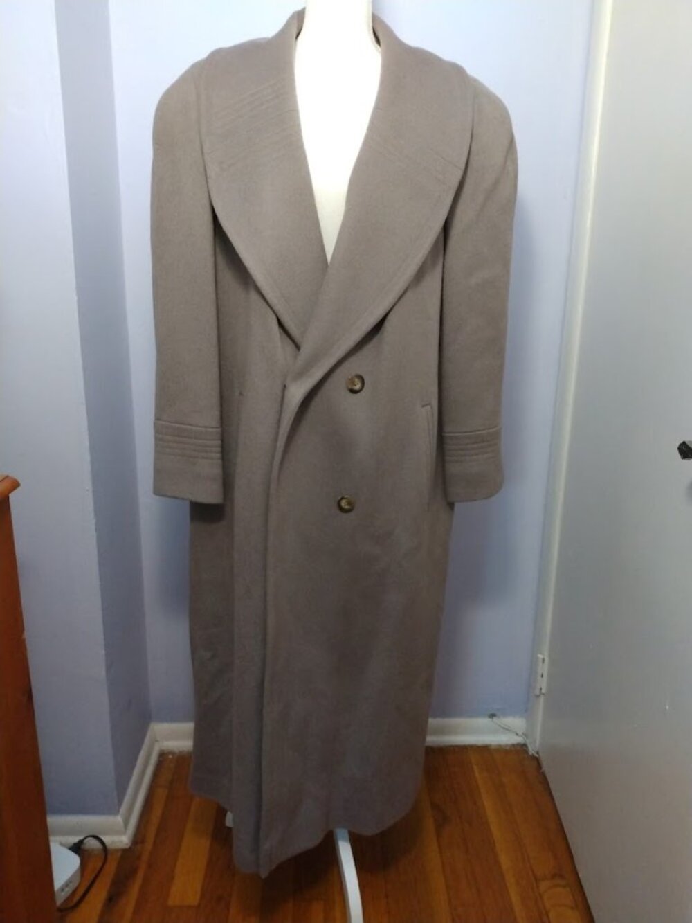 Vintage Alorna Wool Blend Coat Taupe Full Length Size 2X* Elegant Sophisticated